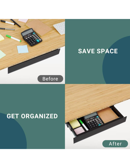 Cajón Deslizante Bajo Escritorio FLEXISPOT Negro Grande Cajón Deslizante Bajo Escritorio FLEXISPOT Negro Grande