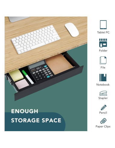 Cajón Deslizante Bajo Escritorio FLEXISPOT Negro Grande