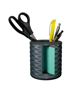 Dispensador de Notas Post-it Vertical Negro Geométrico con Notas Aqua Splash