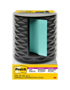 Dispensador de Notas Post-it Vertical Negro Geométrico con Notas Aqua Splash 2