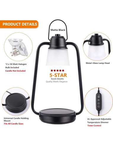 Lámpara Calentadora de Velas MAOYUE Vintage 50W Regulable