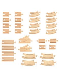 Pista de Tren de Madera MUYUTOY 30 Piezas Compatible con Thomas