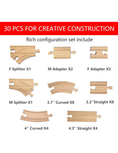Pista de Tren de Madera MUYUTOY 30 Piezas Compatible con Thomas 2