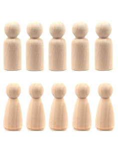 20 Muñecas de Clavo de Madera LUUFAN 6.5cm para Manualidades