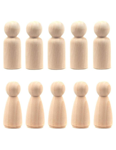 20 Muñecas de Clavo de Madera LUUFAN 6.5cm para Manualidades