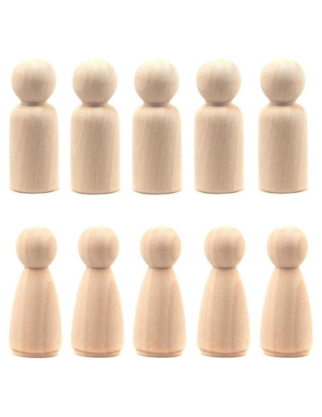 20 Muñecas de Clavo de Madera LUUFAN 6.5cm para Manualidades