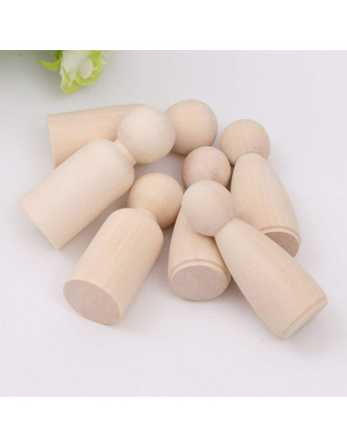 20 Muñecas de Clavo de Madera LUUFAN 6.5cm para Manualidades
