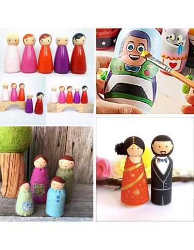 20 Muñecas de Clavo de Madera LUUFAN 6.5cm para Manualidades