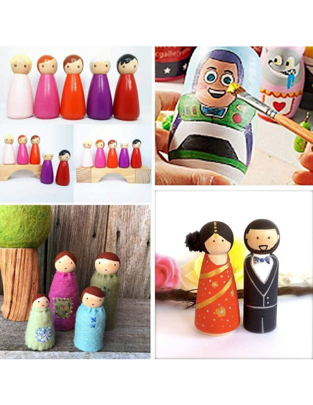 20 Muñecas de Clavo de Madera LUUFAN 6.5cm para Manualidades