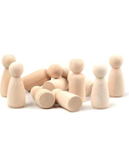 20 Muñecas de Clavo de Madera LUUFAN 6.5cm para Manualidades