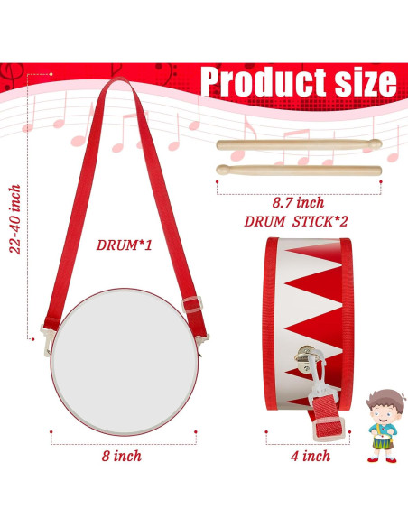 Juego de Batería Infantil Meooeck 20 cm Madera Correa Ajustable