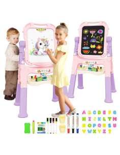 Caballete de arte ajustable PUPPSITTY rosa para niños