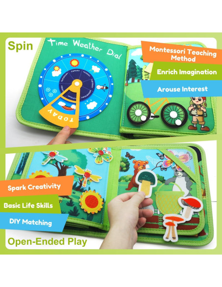 Libro Ocupado Montessori Kikiyaki Bosque 20 en 1 para Niños