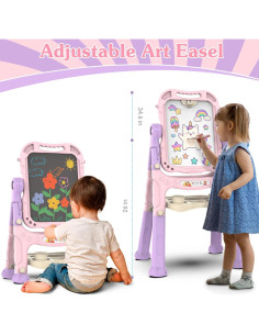 Caballete de arte ajustable PUPPSITTY rosa para niños 2