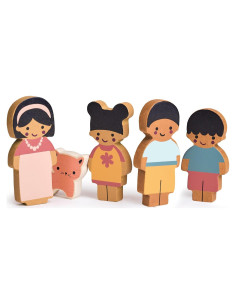 Familia de Muñecas de Madera Mentari - Set 5 Piezas 21x9.5cm