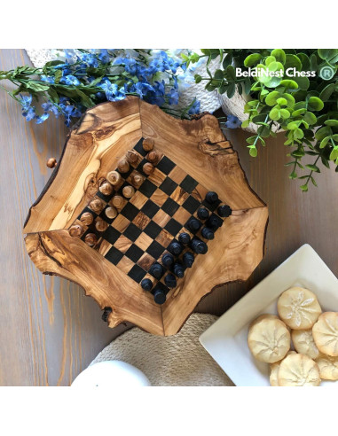 Juego de Ajedrez de Madera de Olivo Hecho a Mano 35x35 cm