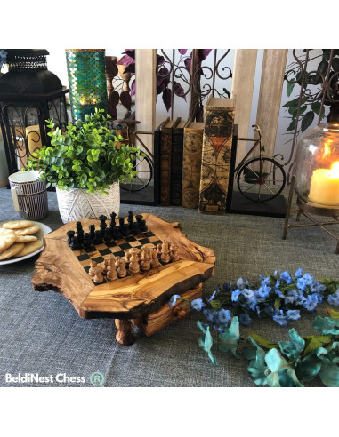 Juego de Ajedrez de Madera de Olivo Hecho a Mano 35x35 cm