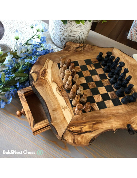 Juego de Ajedrez de Madera de Olivo Hecho a Mano 35x35 cm