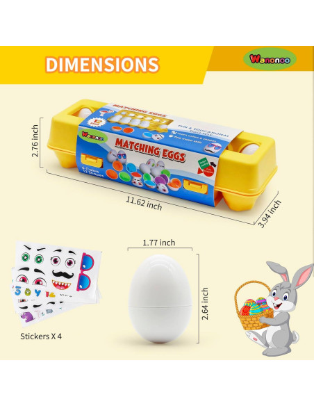 12 Huevos de Juguete Montessori Wanonoo para Niños 1-3 Años