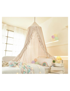 Dosel de Cama Mengersi para Niñas Marfil 240 cm con Volantes
