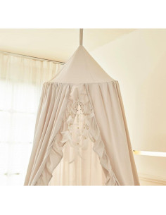 Dosel de Cama Mengersi para Niñas Marfil 240 cm con Volantes 2