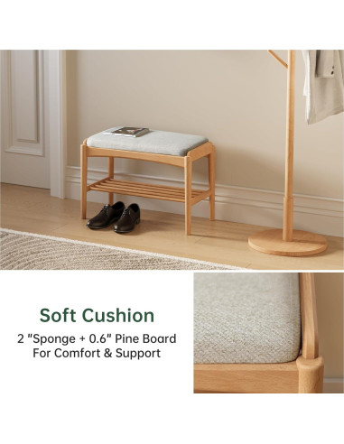Banco de Zapatos de Madera Haya Wayshome 60x30x42 cm Natural
