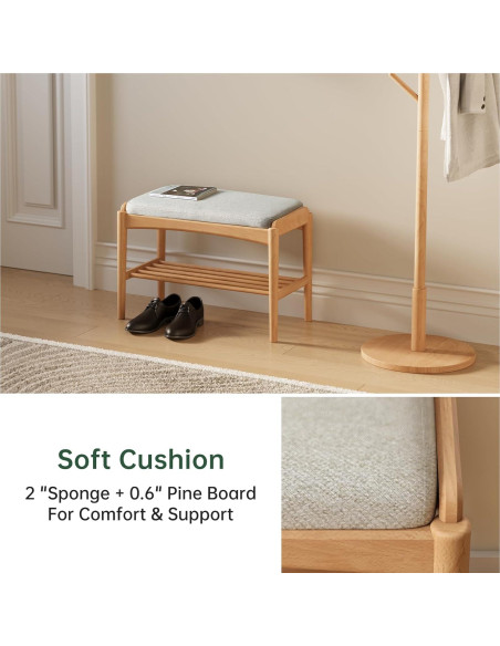 Banco de Zapatos de Madera Haya Wayshome 60x30x42 cm Natural Banco de Zapatos de Madera Haya Wayshome 60x30x42 cm Natural