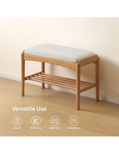 Banco de Zapatos de Madera Haya Wayshome 60x30x42 cm Natural