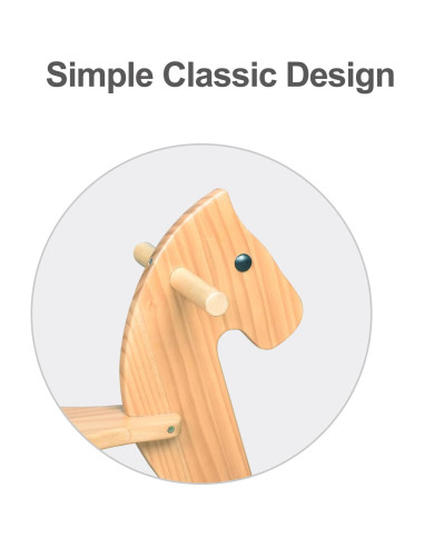 Caballo Balancín de Madera KRAND Natural para Niños 2-5 Años