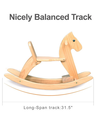Caballo Balancín de Madera KRAND Natural para Niños 2-5 Años