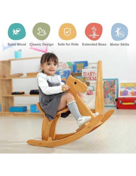 Caballo Balancín de Madera KRAND Natural para Niños 2-5 Años
