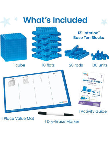 Bloques Base 10 hand2mind - 133 Piezas para Matemáticas