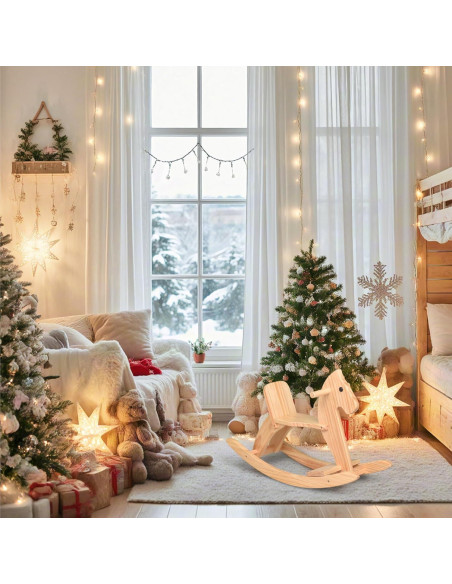 Caballo Balancín de Madera KRAND Natural para Niños 2-5 Años