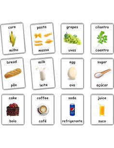 Tarjetas de Flash de Primeros Alimentos LifeLoLo - 48 Piezas Bilingües 2