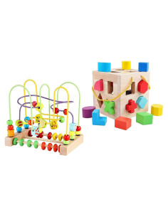 Clasificador de Formas de Madera QZMTOY con Laberinto de Perlas