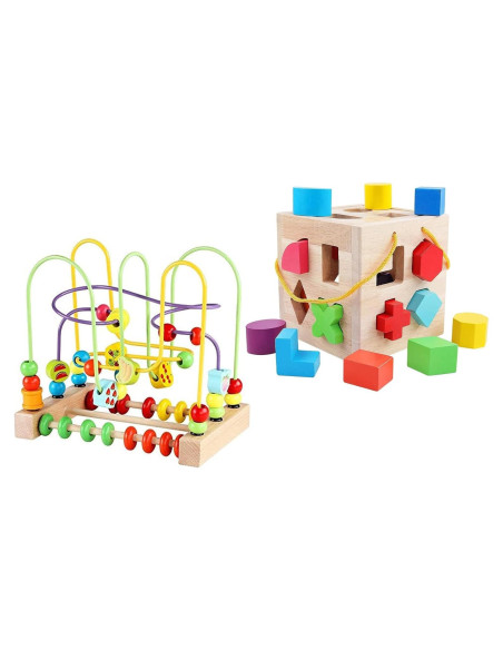 Clasificador de Formas de Madera QZMTOY con Laberinto de Perlas