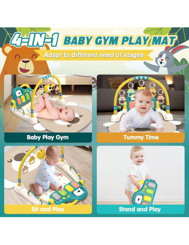 Alfombra de Juego Multifuncional para Bebés 0-12 Meses - Piano y Juguetes