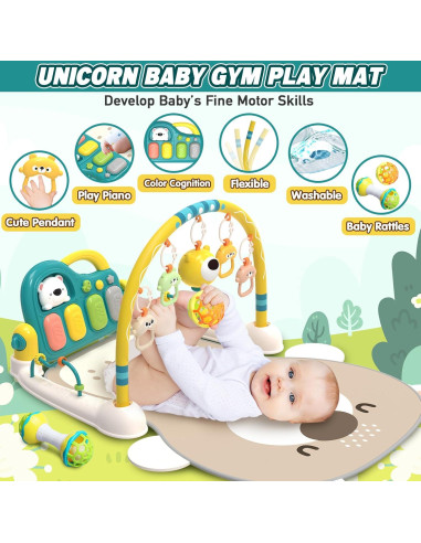 Alfombra de Juego Multifuncional para Bebés 0-12 Meses - Piano y Juguetes