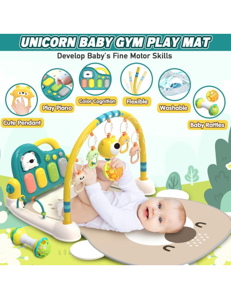Alfombra de Juego Multifuncional para Bebés 0-12 Meses - Piano y Juguetes