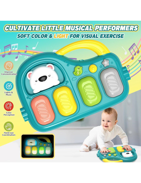 Alfombra de Juego Multifuncional para Bebés 0-12 Meses - Piano y Juguetes