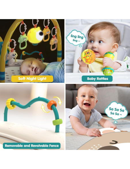 Alfombra de Juego Multifuncional para Bebés 0-12 Meses - Piano y Juguetes