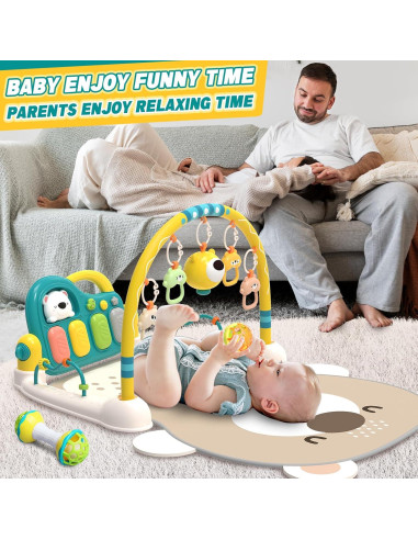 Alfombra de Juego Multifuncional para Bebés 0-12 Meses - Piano y Juguetes