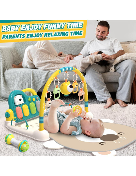 Alfombra de Juego Multifuncional para Bebés 0-12 Meses - Piano y Juguetes