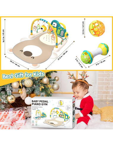 Alfombra de Juego Multifuncional para Bebés 0-12 Meses - Piano y Juguetes