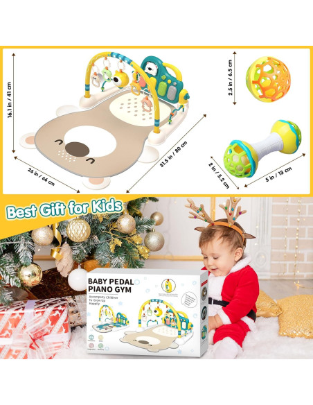 Alfombra de Juego Multifuncional para Bebés 0-12 Meses - Piano y Juguetes