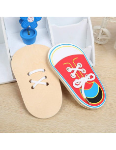 Kit de Aprendizaje de Atar Zapatos de Madera Haohaiblooms 2