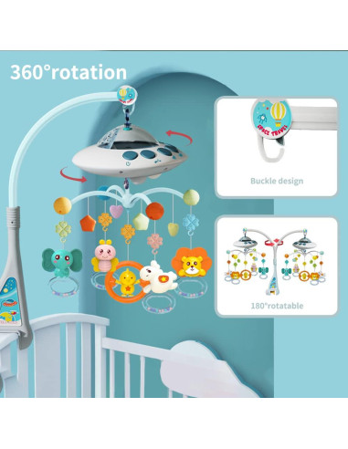 Móvil Musical para Cuna Lcasio Azul con Control Remoto