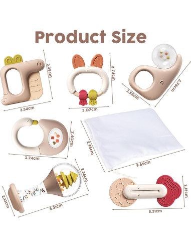 6 Piezas - Juguetes de Dentición para Bebés 0-6 Meses