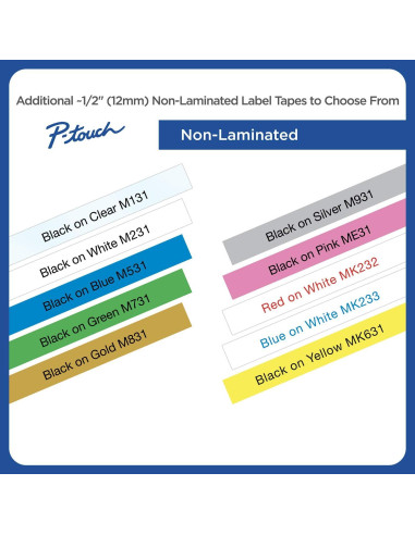 Cinta Brother M-2312PK 12mm Negro sobre Blanco 2 Paquete