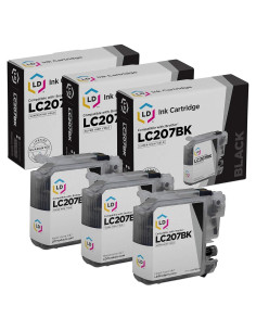 Cartucho de tinta negro compatible LD Brother LC207 - Paquete de 3